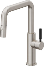 California Faucets Corsano Llave de Cocina Extraible Contemporanea con Rociador de Boton - Pico Cuadruple - Acero Inoxidable Ultra