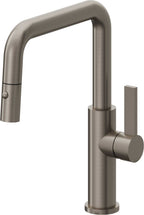 California Faucets Corsano Llave de Cocina Extraible Contemporanea con Rociador de Boton - Pico Cuadruple - Grafito