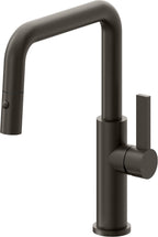 California Faucets Corsano Llave de Cocina Extraible Contemporanea con Rociador de Boton - Pico Cuadruple - Bronce Oscuro