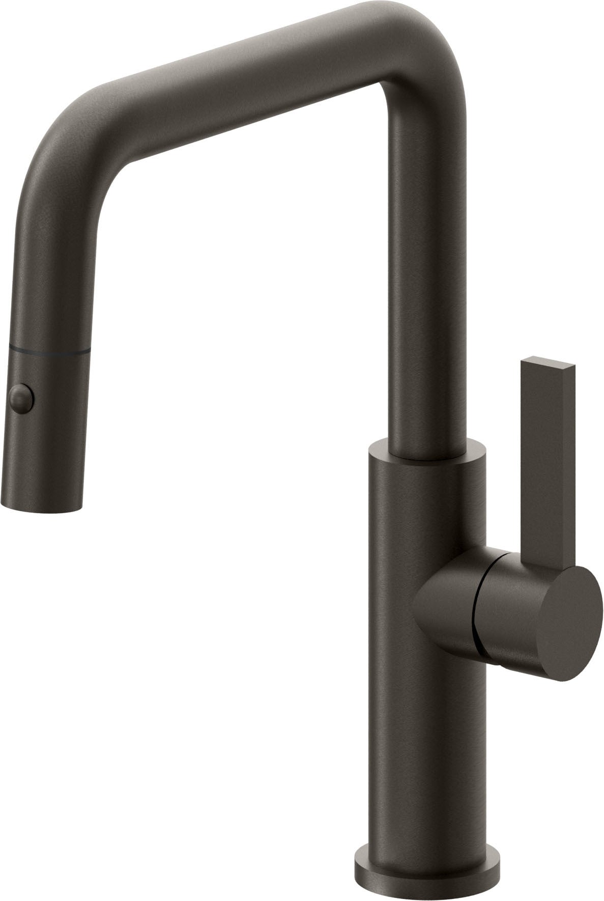 California Faucets Corsano Llave de Cocina Extraible Contemporanea con Rociador de Boton - Pico Cuadruple - Bronce Oscuro