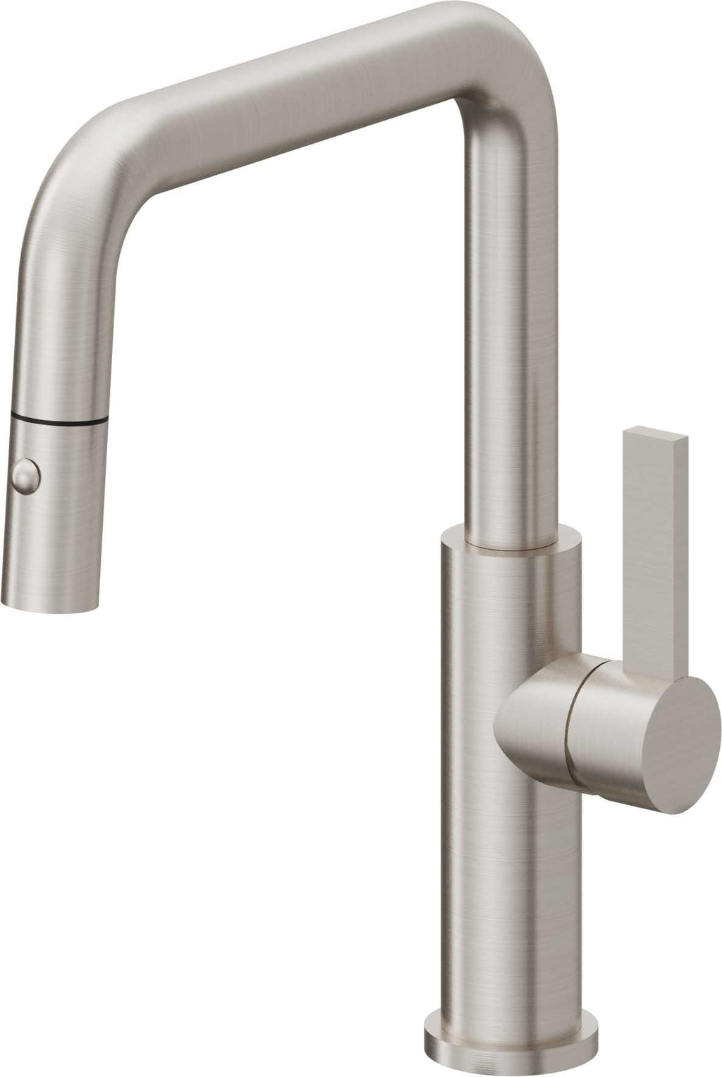 California Faucets Corsano Llave de Cocina Extraible Contemporanea con Rociador de Boton - Pico Cuadruple - Acero Inoxidable Ultra