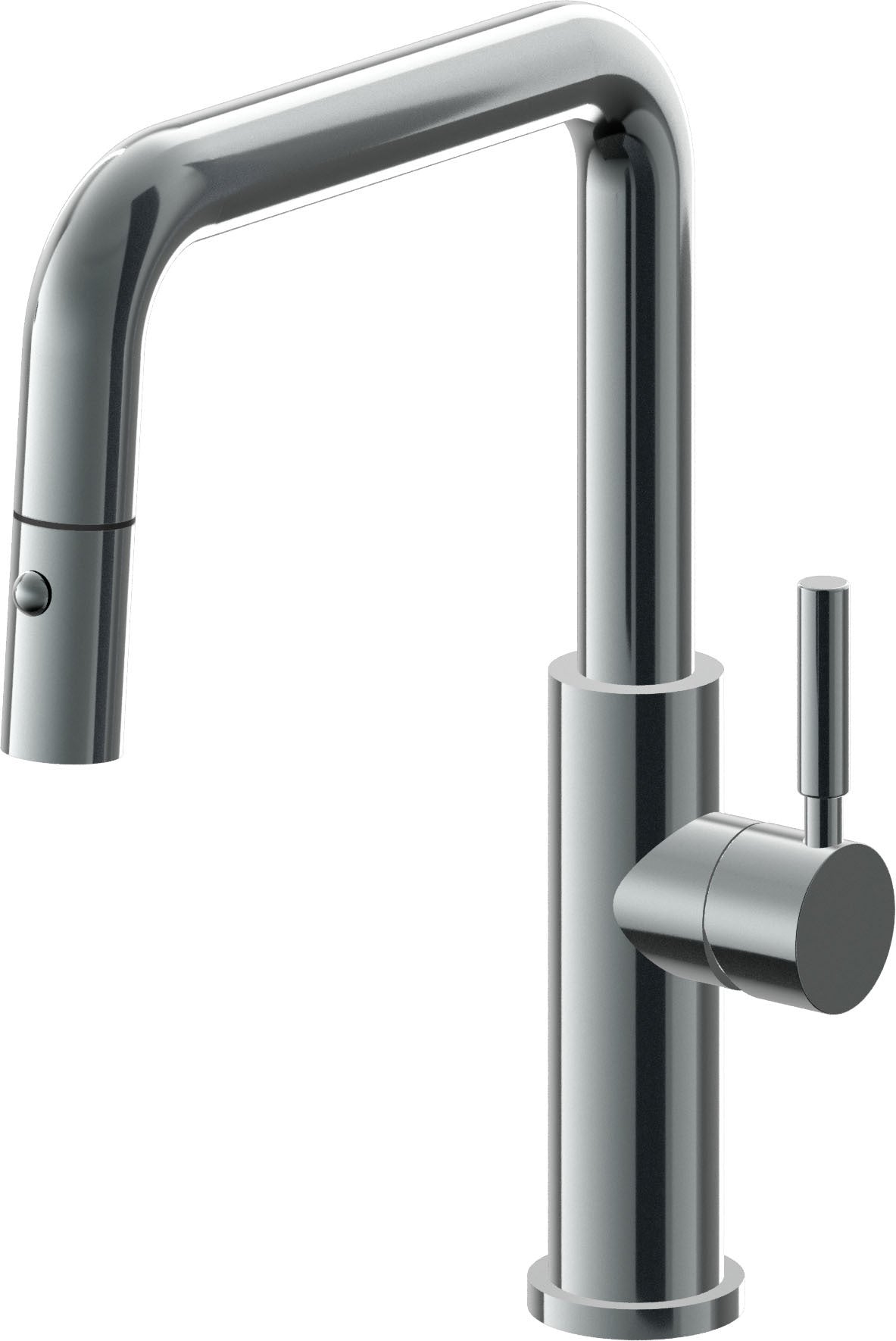 California Faucets Corsano Llave de Cocina Extraible Contemporanea con Rociador de Boton - Pico Cuadruple - Níquel Negro