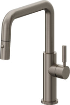 California Faucets Corsano Llave de Cocina Extraible Contemporanea con Rociador de Boton - Pico Cuadruple - Grafito