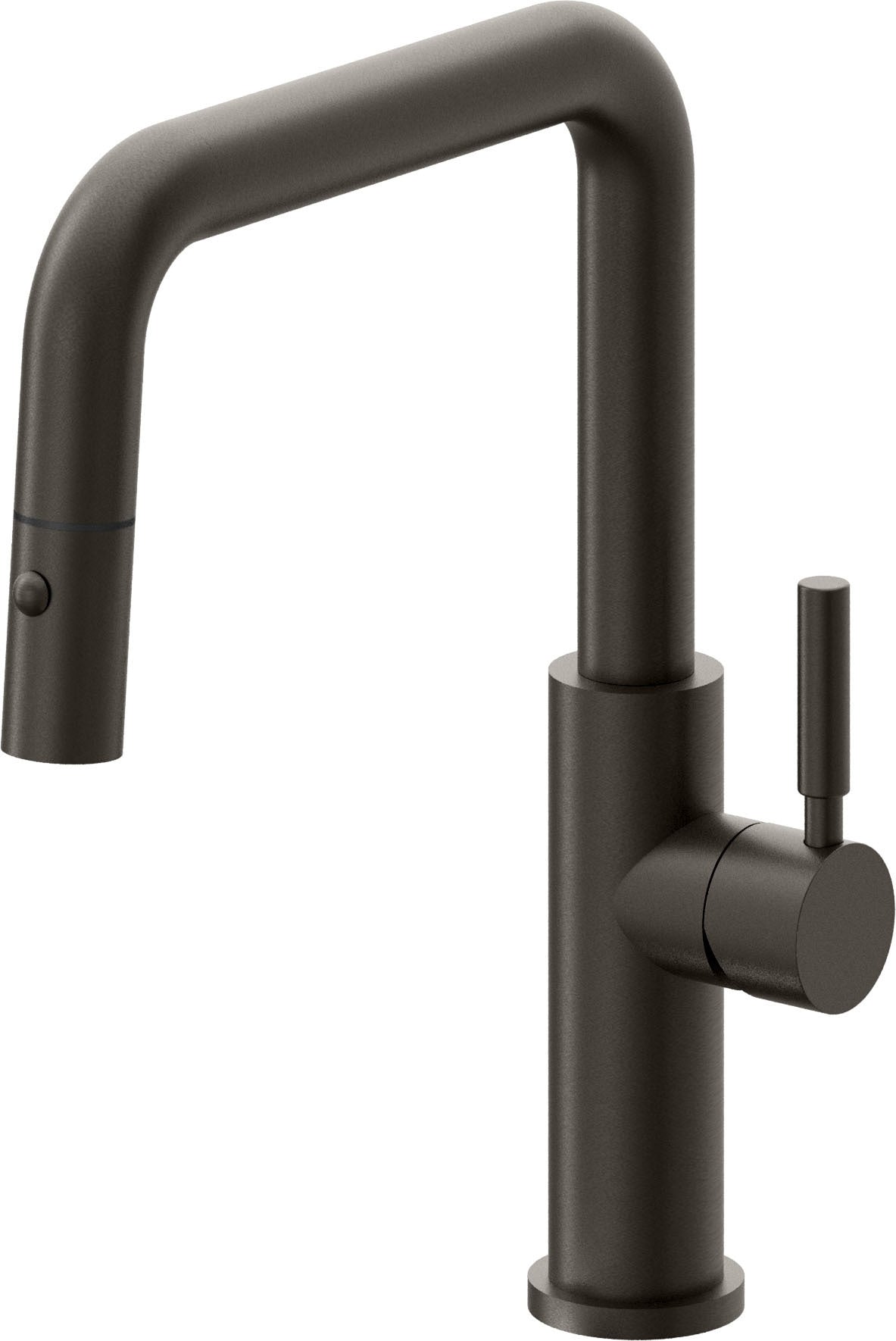 California Faucets Corsano Llave de Cocina Extraible Contemporanea con Rociador de Boton - Pico Cuadruple - Bronce Oscuro