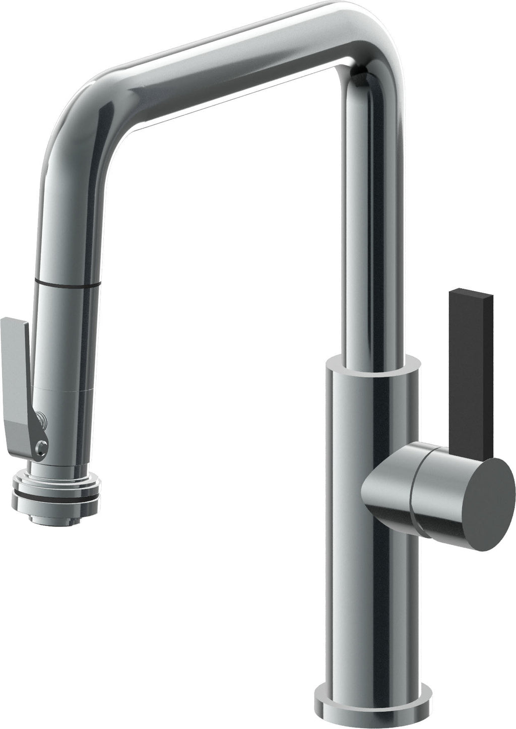 California Faucets Corsano Llave de Cocina Extraible Contemporanea con Rociador de Apretar - Pico Cuadruple - Níquel Negro