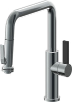 California Faucets Corsano Llave de Cocina Extraible Contemporanea con Rociador de Apretar - Pico Cuadruple - Níquel Negro