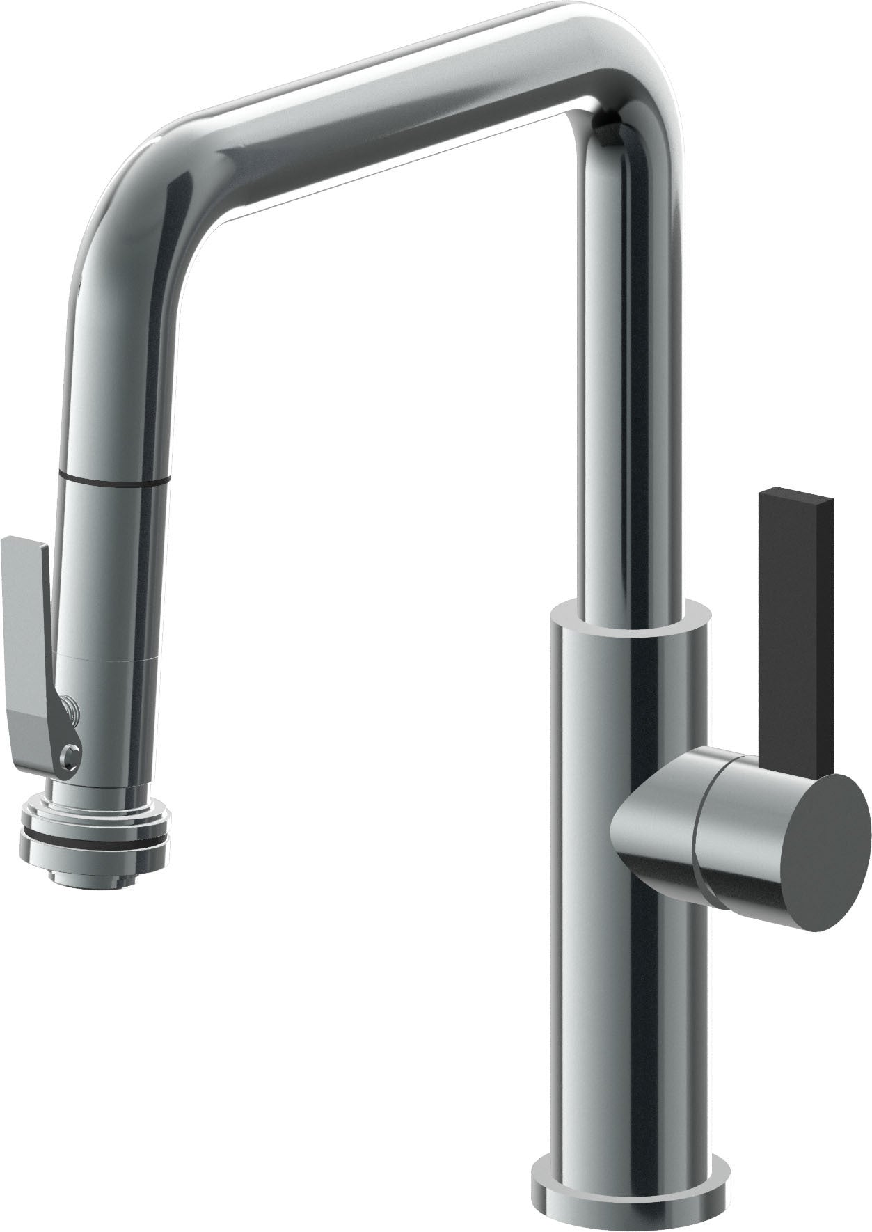 California Faucets Corsano Llave de Cocina Extraible Contemporanea con Rociador de Apretar - Pico Cuadruple - Níquel Negro