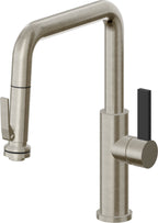 California Faucets Corsano Llave de Cocina Extraible Contemporanea con Rociador de Apretar - Pico Cuadruple - Níquel Bruñido
