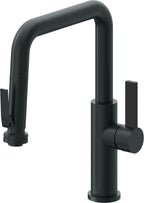 California Faucets Corsano Llave de Cocina Extraible Contemporanea con Rociador de Apretar - Pico Cuadruple - Carbón