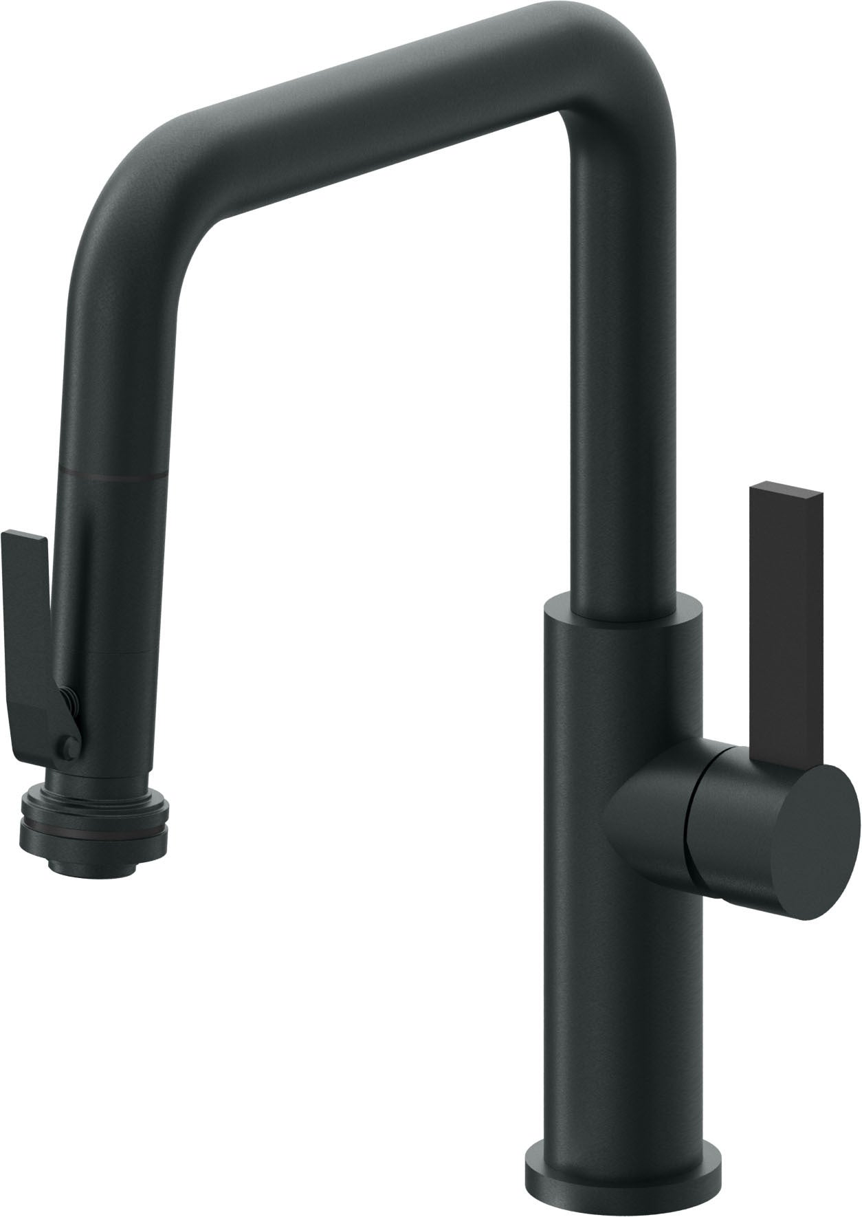 California Faucets Corsano Llave de Cocina Extraible Contemporanea con Rociador de Apretar - Pico Cuadruple - Carbón