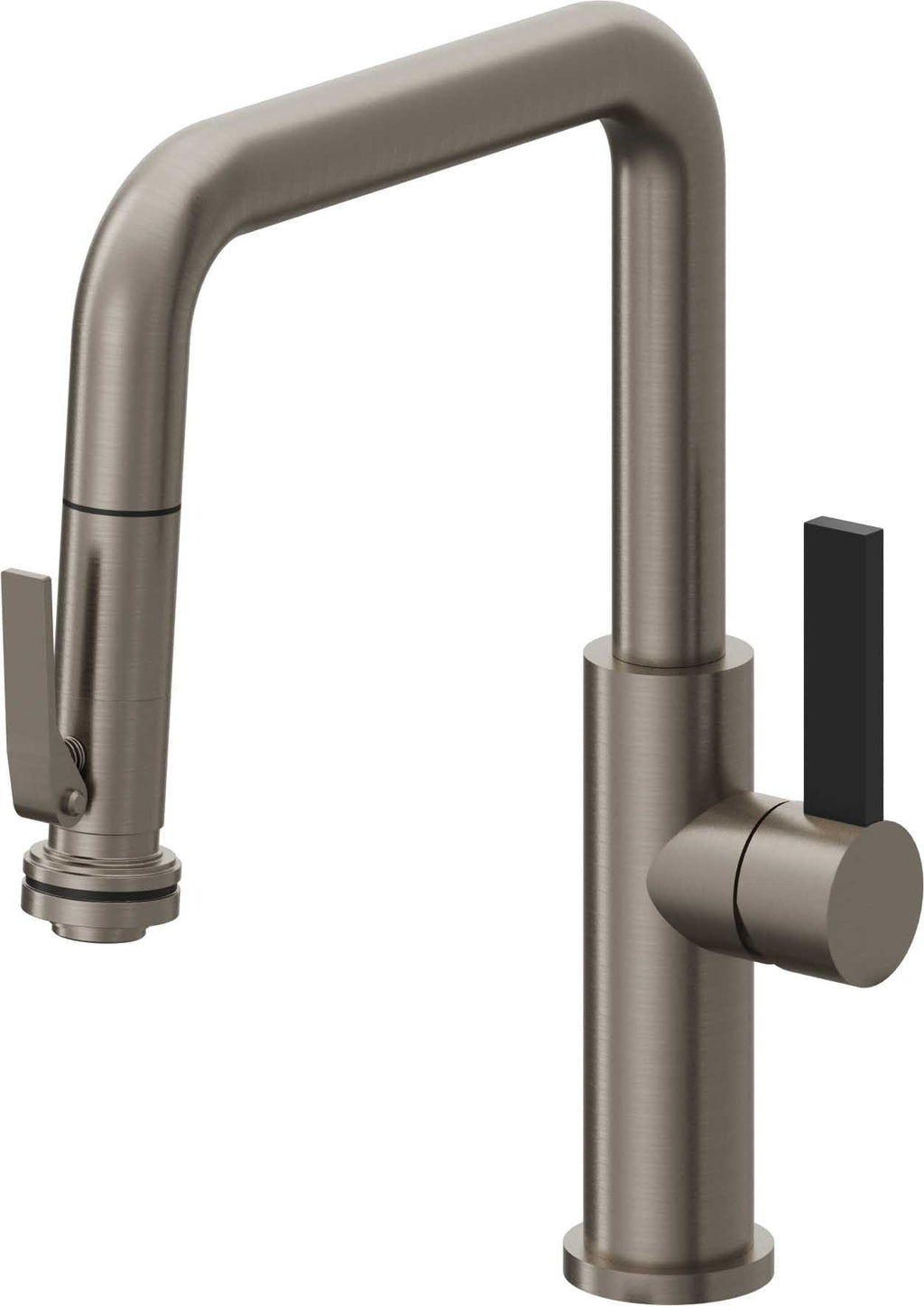 California Faucets Corsano Llave de Cocina Extraible Contemporanea con Rociador de Apretar - Pico Cuadruple - Grafito