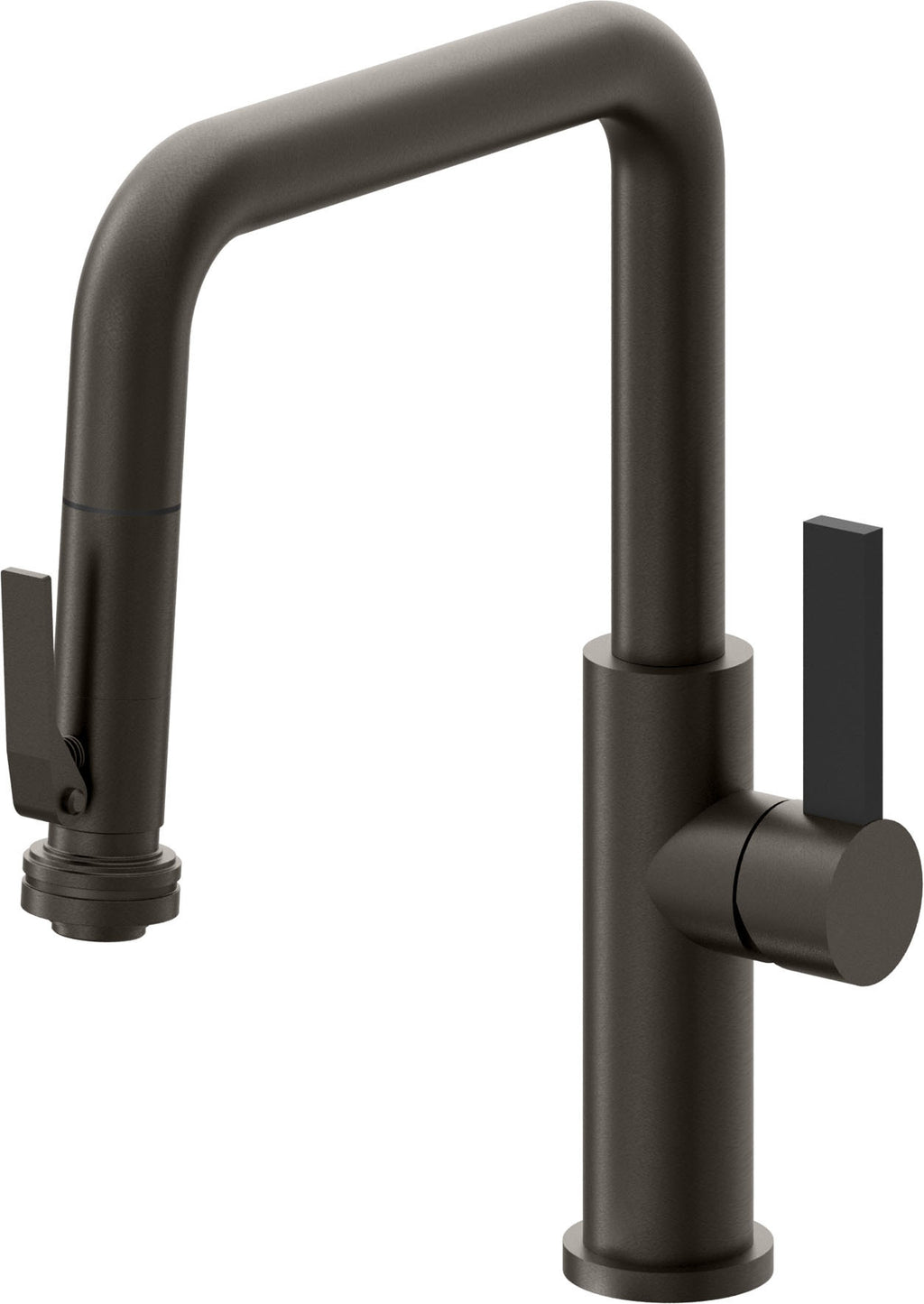California Faucets Corsano Llave de Cocina Extraible Contemporanea con Rociador de Apretar - Pico Cuadruple - Bronce Oscuro