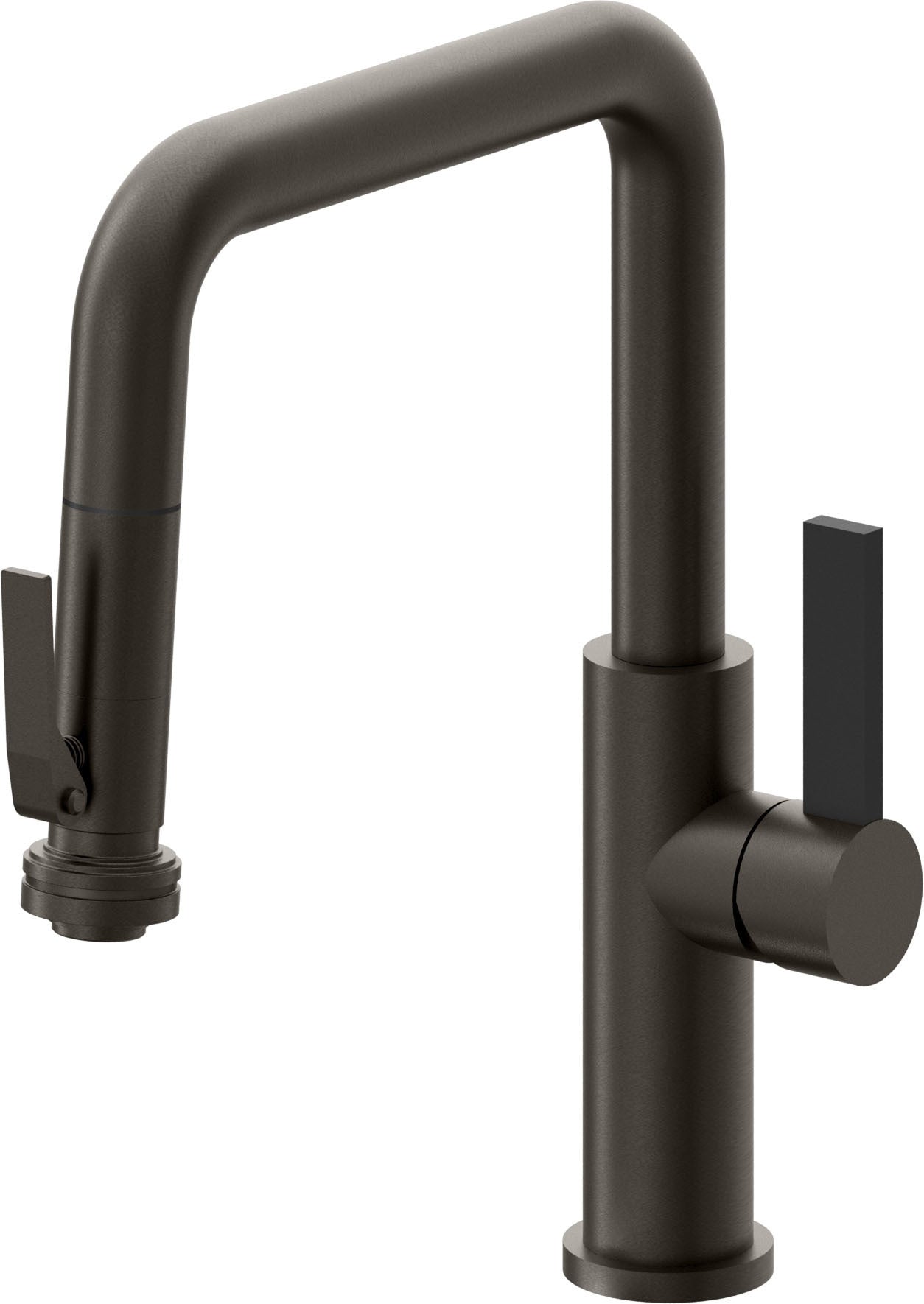 California Faucets Corsano Llave de Cocina Extraible Contemporanea con Rociador de Apretar - Pico Cuadruple - Bronce Oscuro