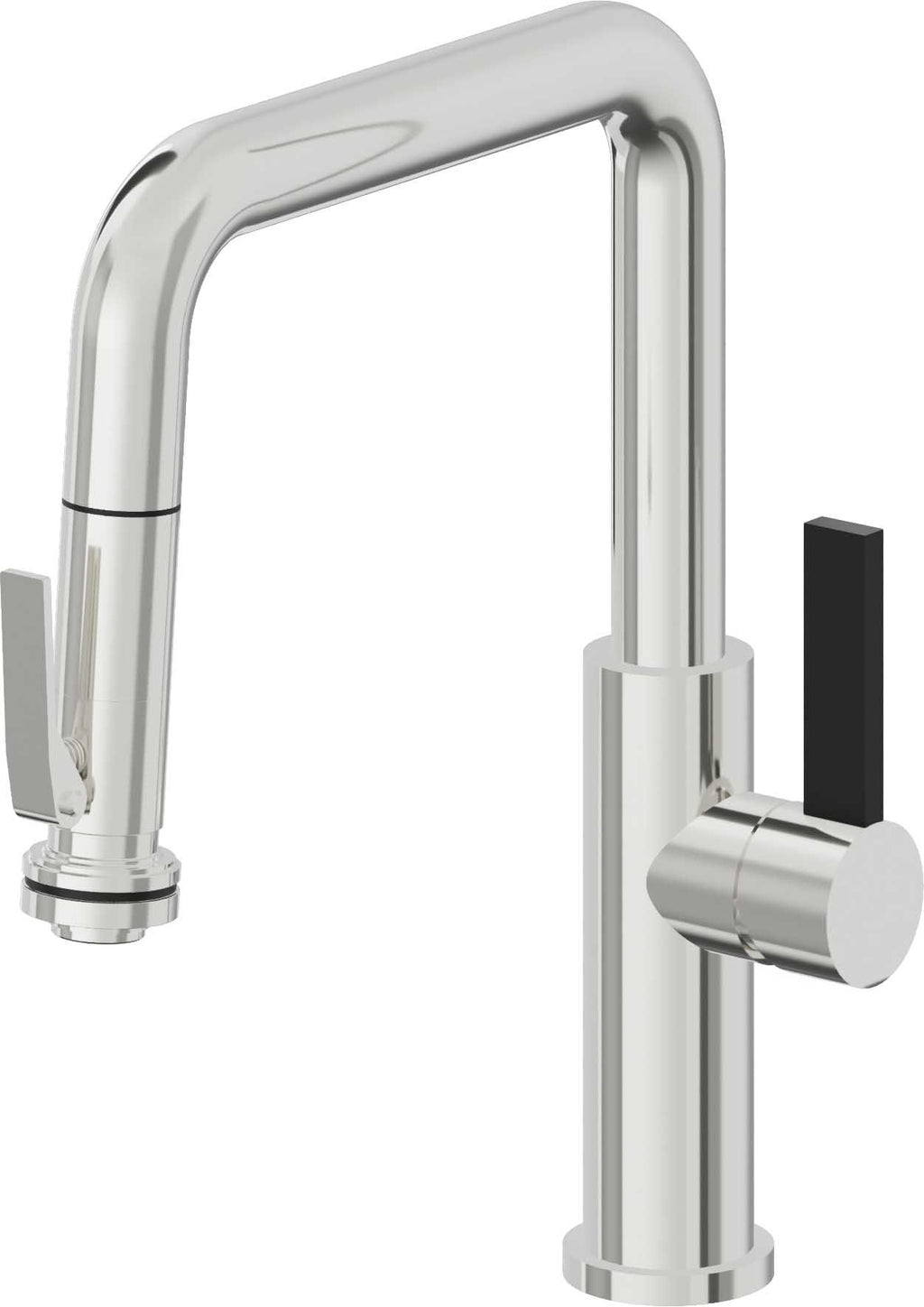 California Faucets Corsano Llave de Cocina Extraible Contemporanea con Rociador de Apretar - Pico Cuadruple - Cromo Pulido