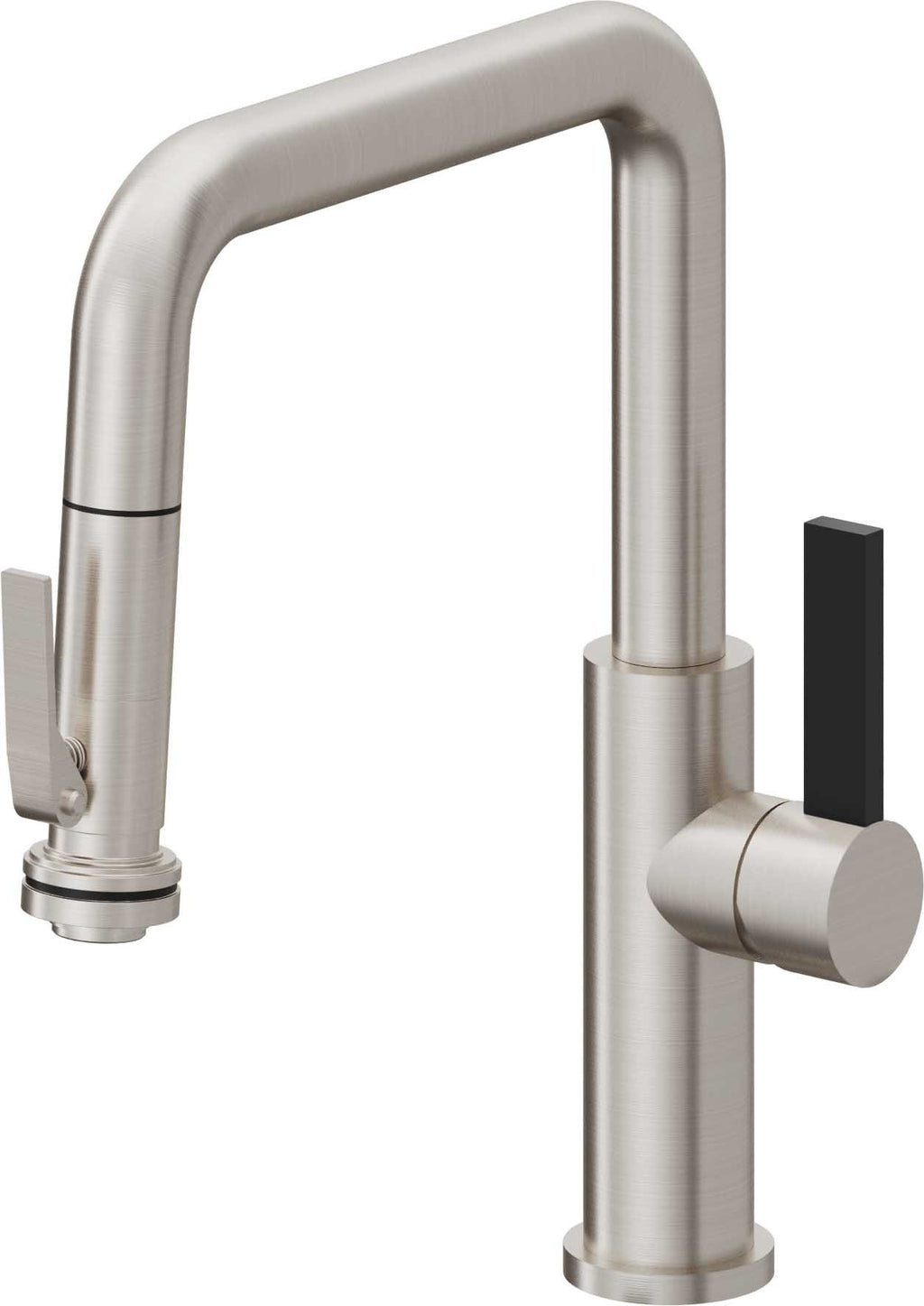 California Faucets Corsano Llave de Cocina Extraible Contemporanea con Rociador de Apretar - Pico Cuadruple - Acero Inoxidable Ultra