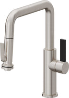 California Faucets Corsano Llave de Cocina Extraible Contemporanea con Rociador de Apretar - Pico Cuadruple - Acero Inoxidable Ultra