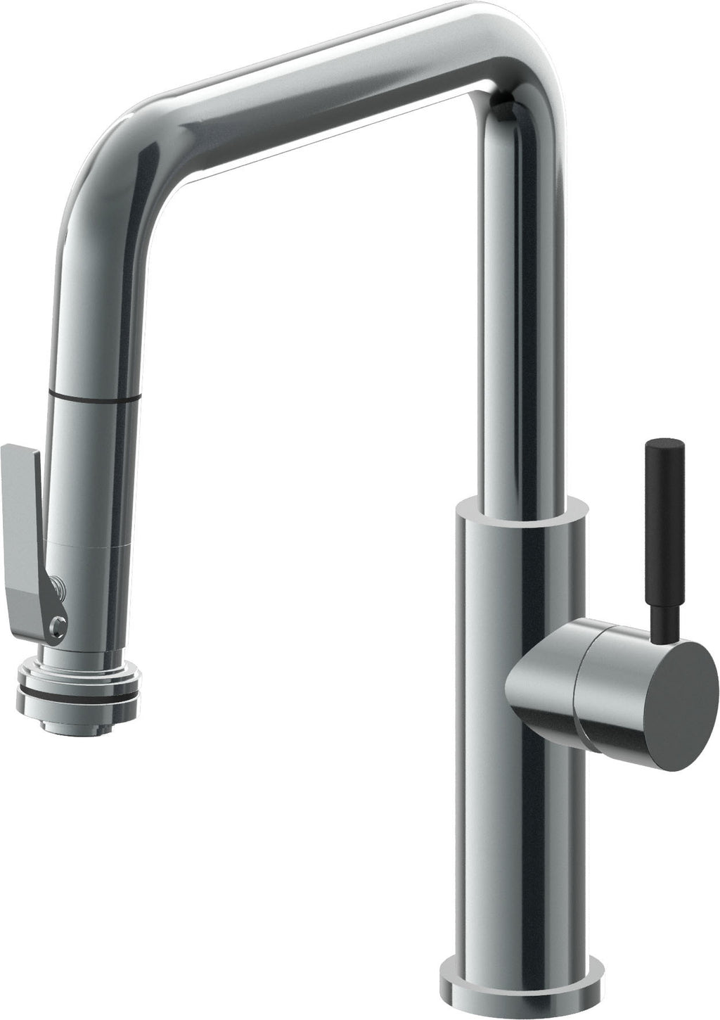 California Faucets Corsano Llave de Cocina Extraible Contemporanea con Rociador de Apretar - Pico Cuadruple - Níquel Negro