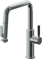 California Faucets Corsano Llave de Cocina Extraible Contemporanea con Rociador de Apretar - Pico Cuadruple - Níquel Negro