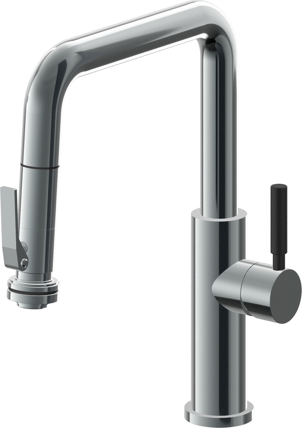 California Faucets Corsano Llave de Cocina Extraible Contemporanea con Rociador de Apretar - Pico Cuadruple - Níquel Negro