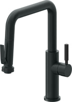 California Faucets Corsano Llave de Cocina Extraible Contemporanea con Rociador de Apretar - Pico Cuadruple - Carbón