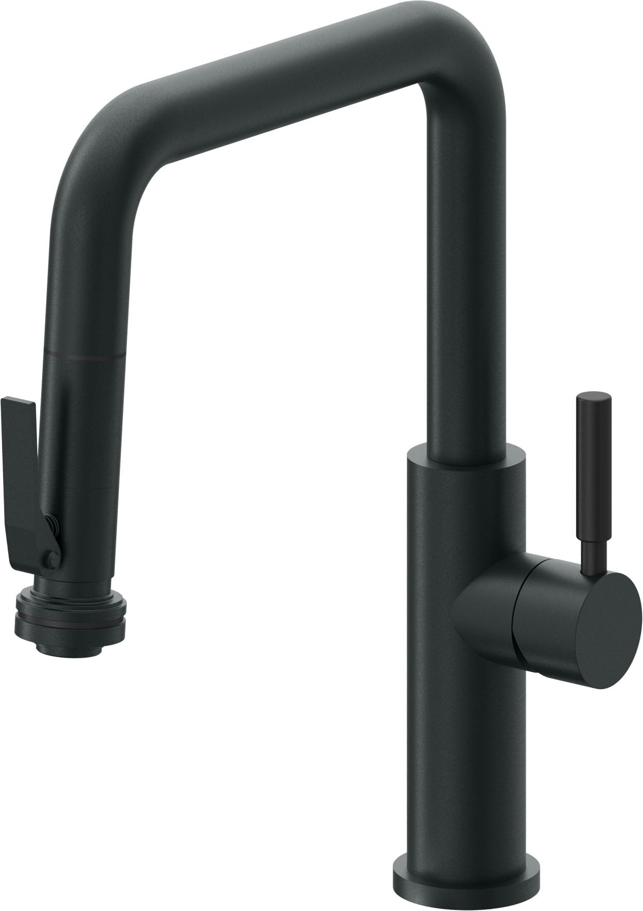 California Faucets Corsano Llave de Cocina Extraible Contemporanea con Rociador de Apretar - Pico Cuadruple - Carbón