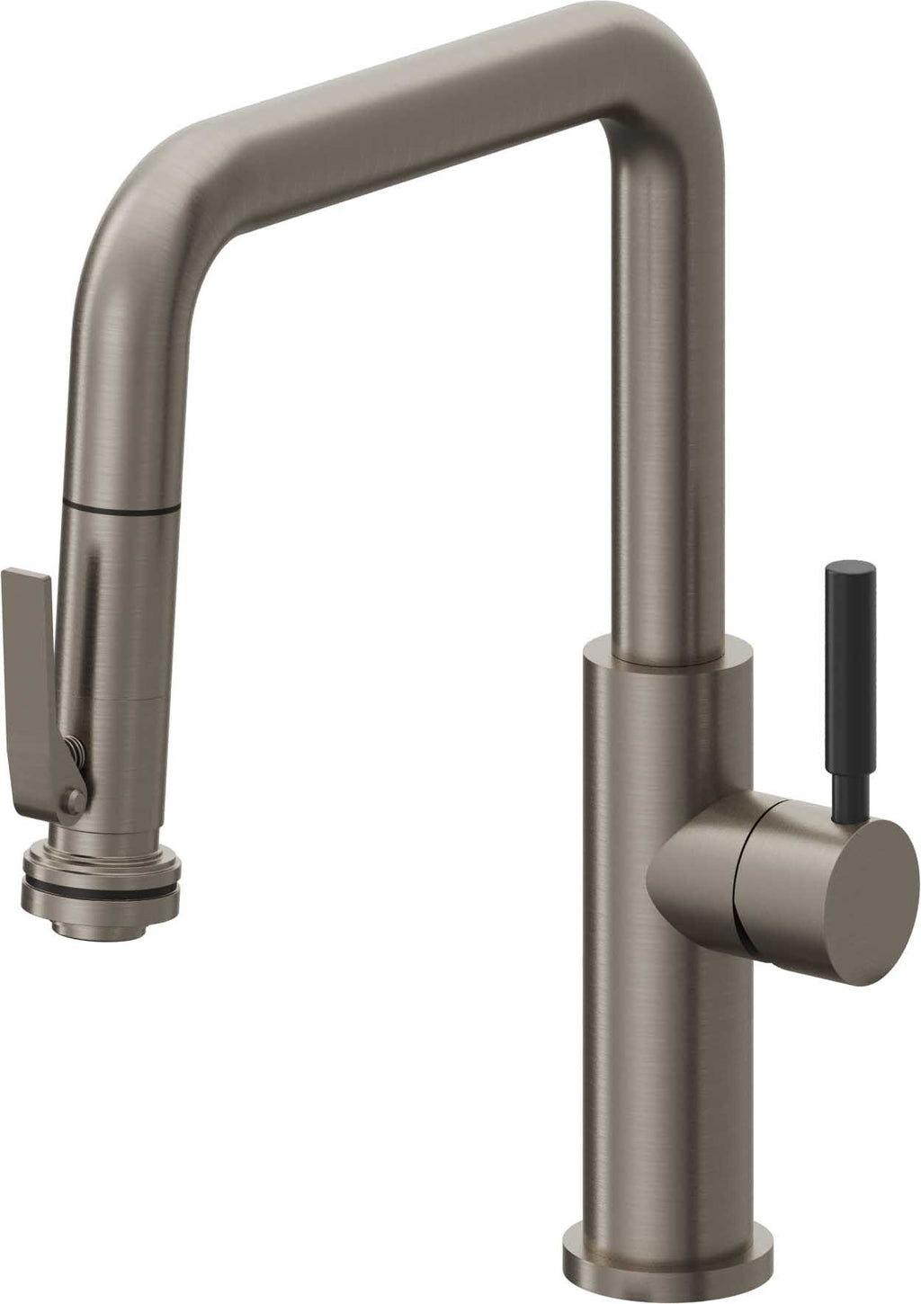 California Faucets Corsano Llave de Cocina Extraible Contemporanea con Rociador de Apretar - Pico Cuadruple - Grafito