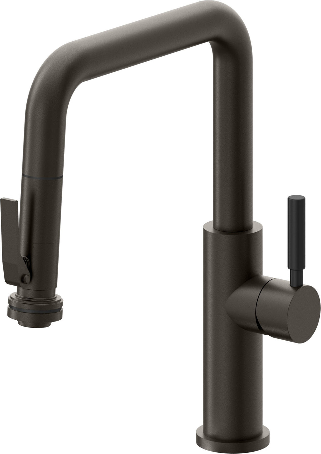 California Faucets Corsano Llave de Cocina Extraible Contemporanea con Rociador de Apretar - Pico Cuadruple - Bronce Oscuro
