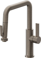 California Faucets Corsano Llave de Cocina Extraible Contemporanea con Rociador de Apretar - Pico Cuadruple - Níquel Antiguo Mate