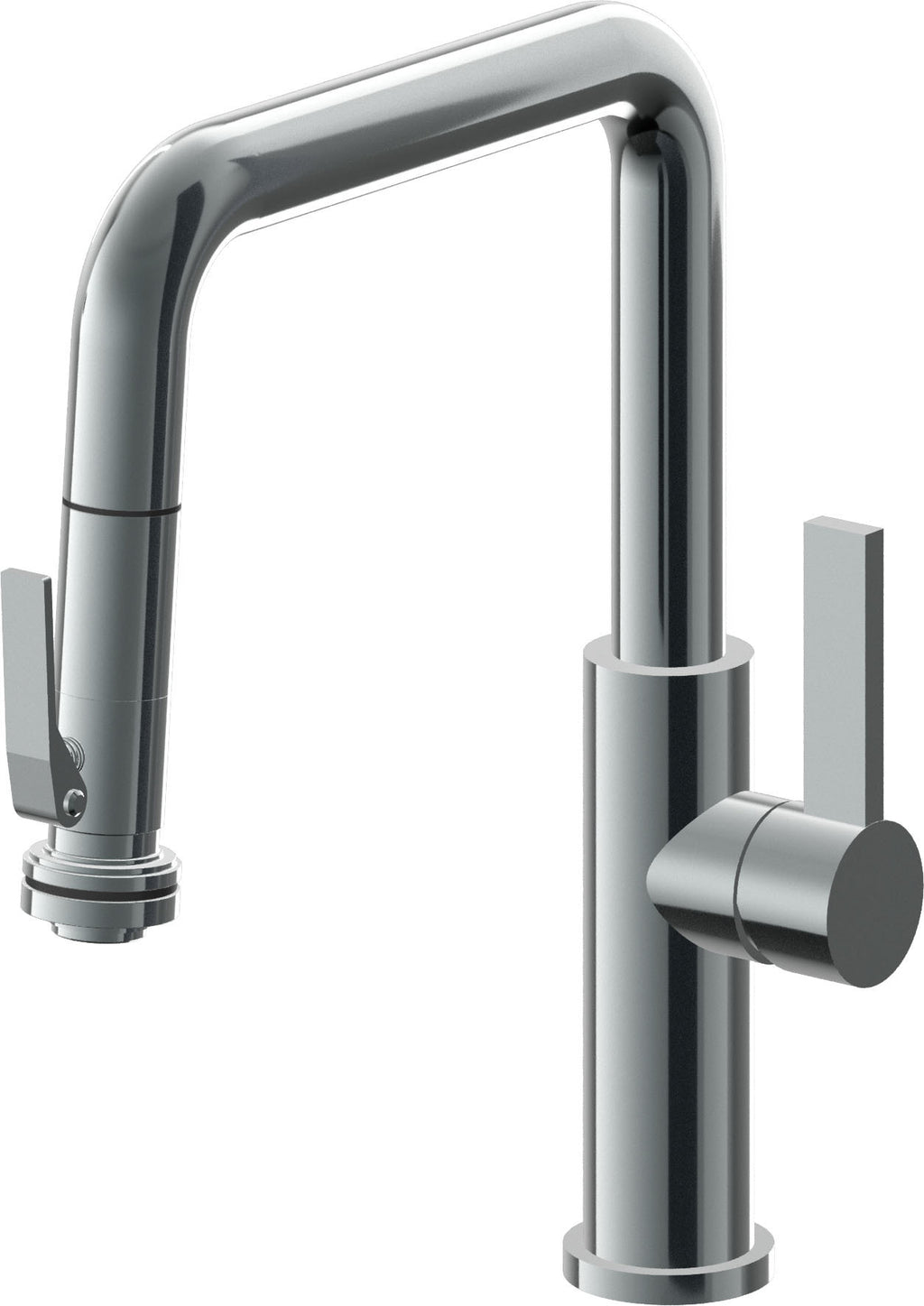 California Faucets Corsano Llave de Cocina Extraible Contemporanea con Rociador de Apretar - Pico Cuadruple - Níquel Negro