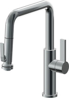 California Faucets Corsano Llave de Cocina Extraible Contemporanea con Rociador de Apretar - Pico Cuadruple - Níquel Negro