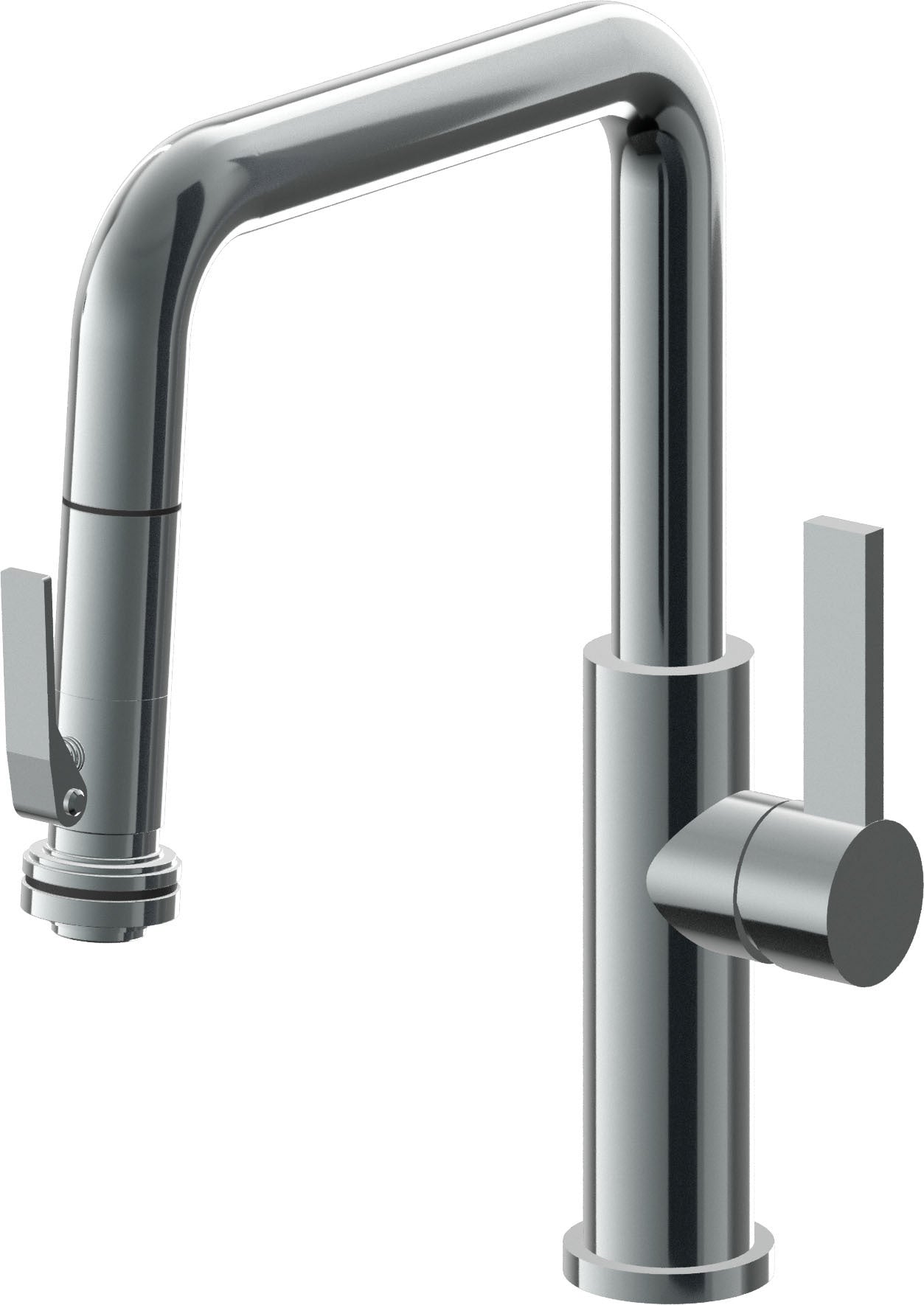 California Faucets Corsano Llave de Cocina Extraible Contemporanea con Rociador de Apretar - Pico Cuadruple - Níquel Negro