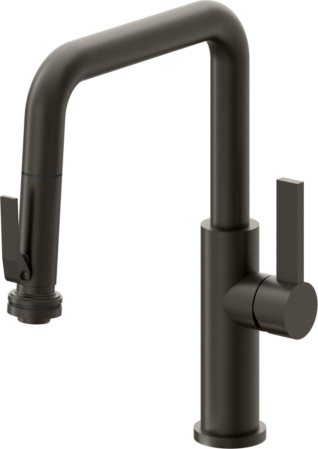 California Faucets Corsano Llave de Cocina Extraible Contemporanea con Rociador de Apretar - Pico Cuadruple - Bronce Oscuro