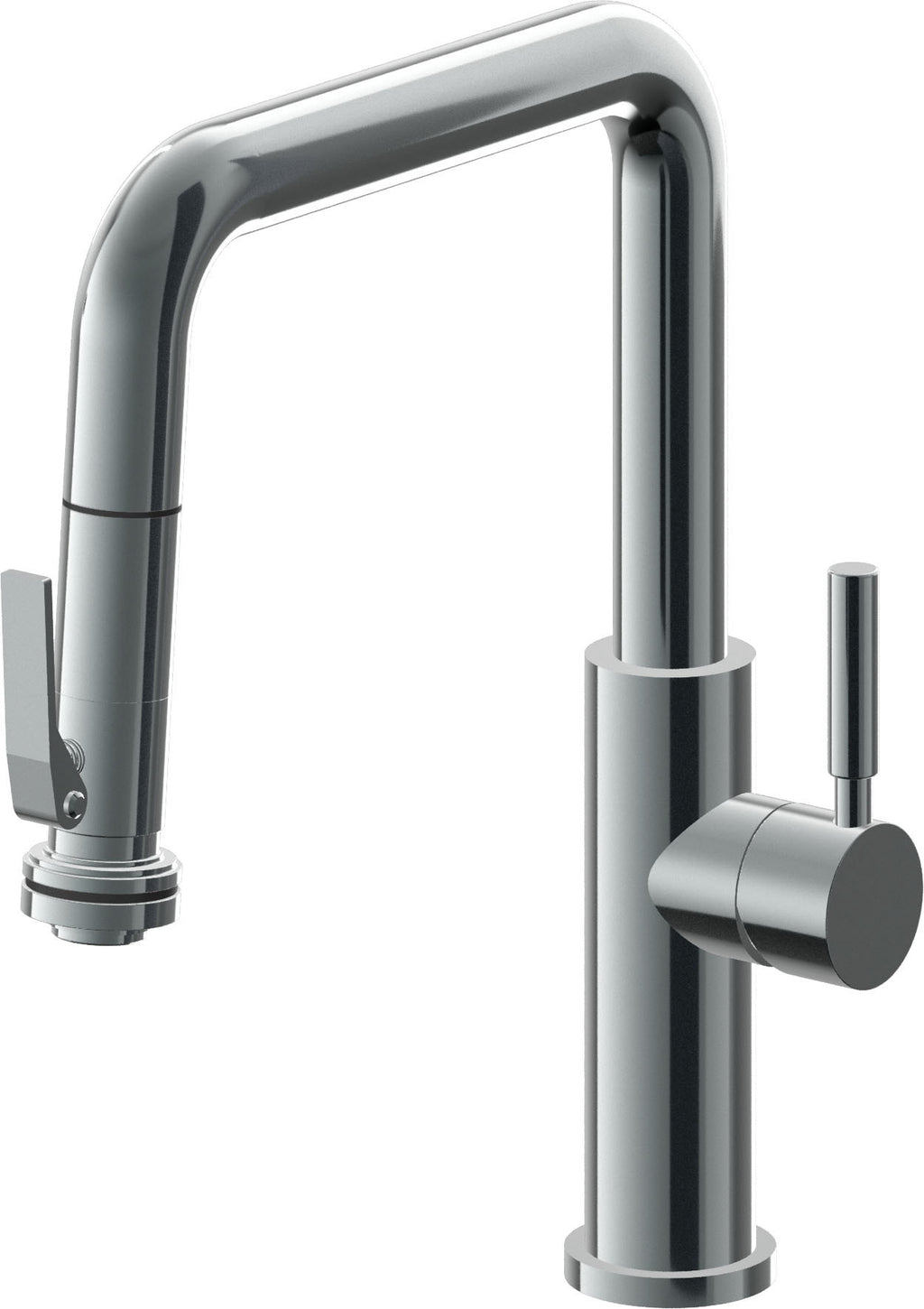 California Faucets Corsano Llave de Cocina Extraible Contemporanea con Rociador de Apretar - Pico Cuadruple - Níquel Negro