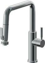 California Faucets Corsano Llave de Cocina Extraible Contemporanea con Rociador de Apretar - Pico Cuadruple - Níquel Negro