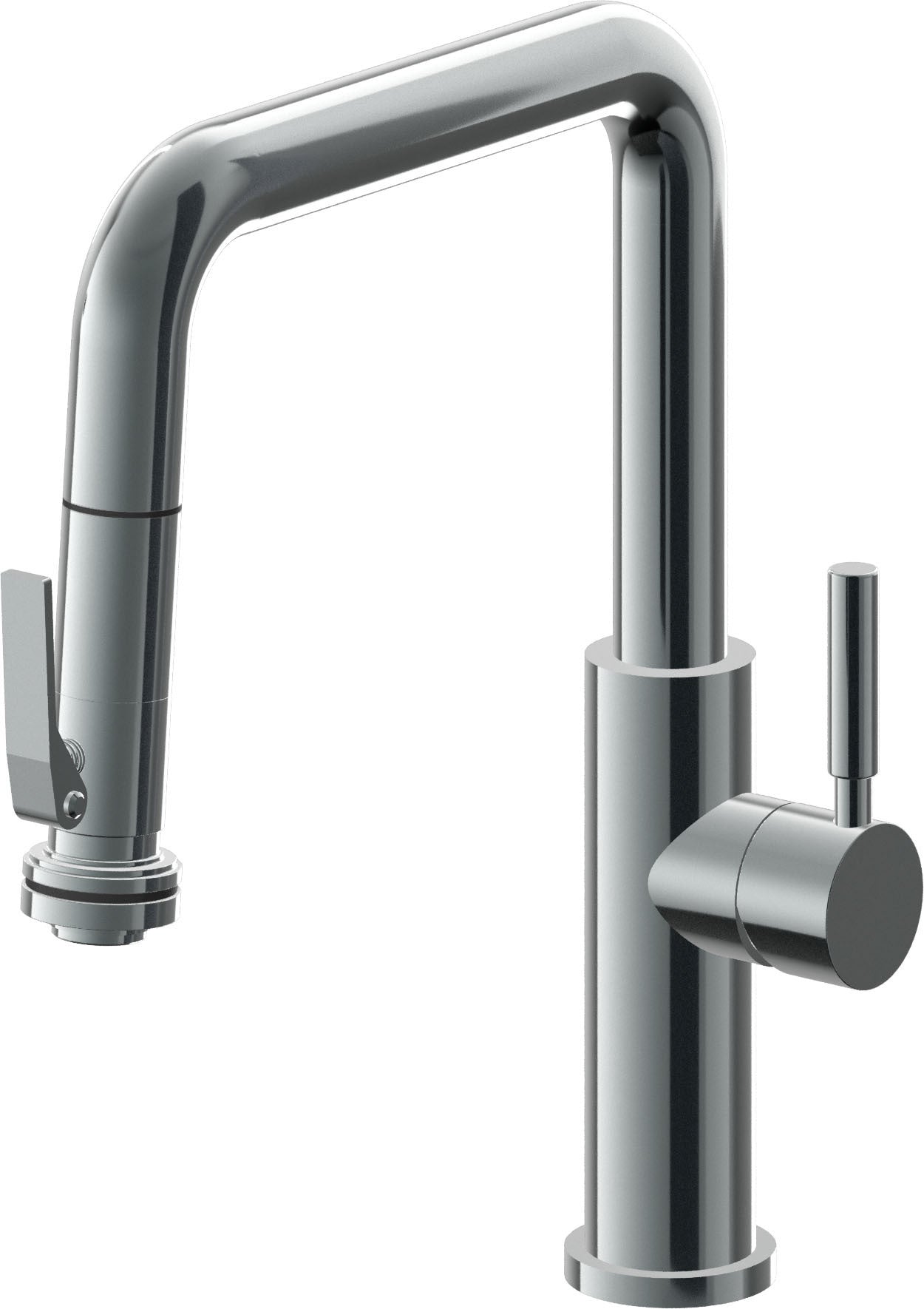 California Faucets Corsano Llave de Cocina Extraible Contemporanea con Rociador de Apretar - Pico Cuadruple - Níquel Negro
