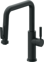 California Faucets Corsano Llave de Cocina Extraible Contemporanea con Rociador de Apretar - Pico Cuadruple - Carbón
