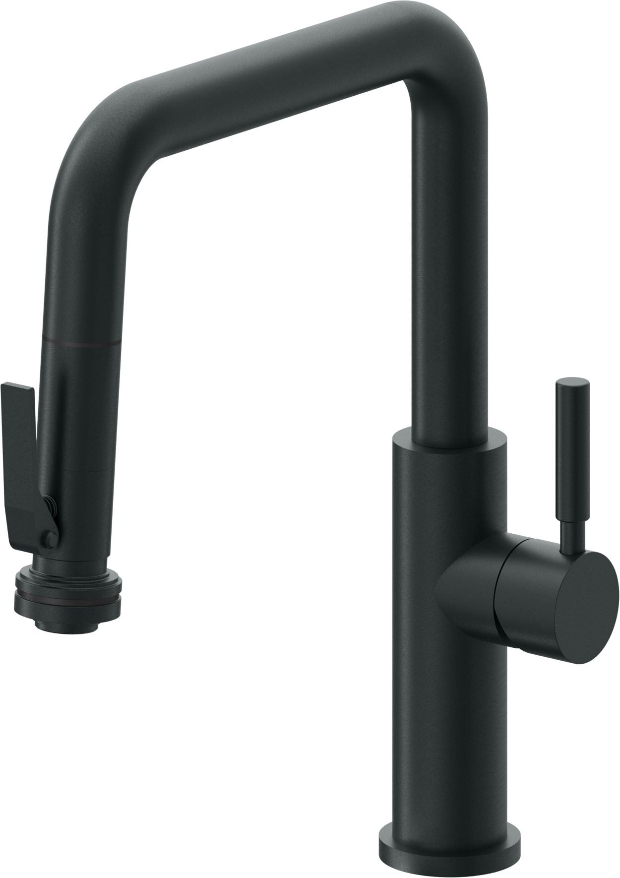California Faucets Corsano Llave de Cocina Extraible Contemporanea con Rociador de Apretar - Pico Cuadruple - Carbón
