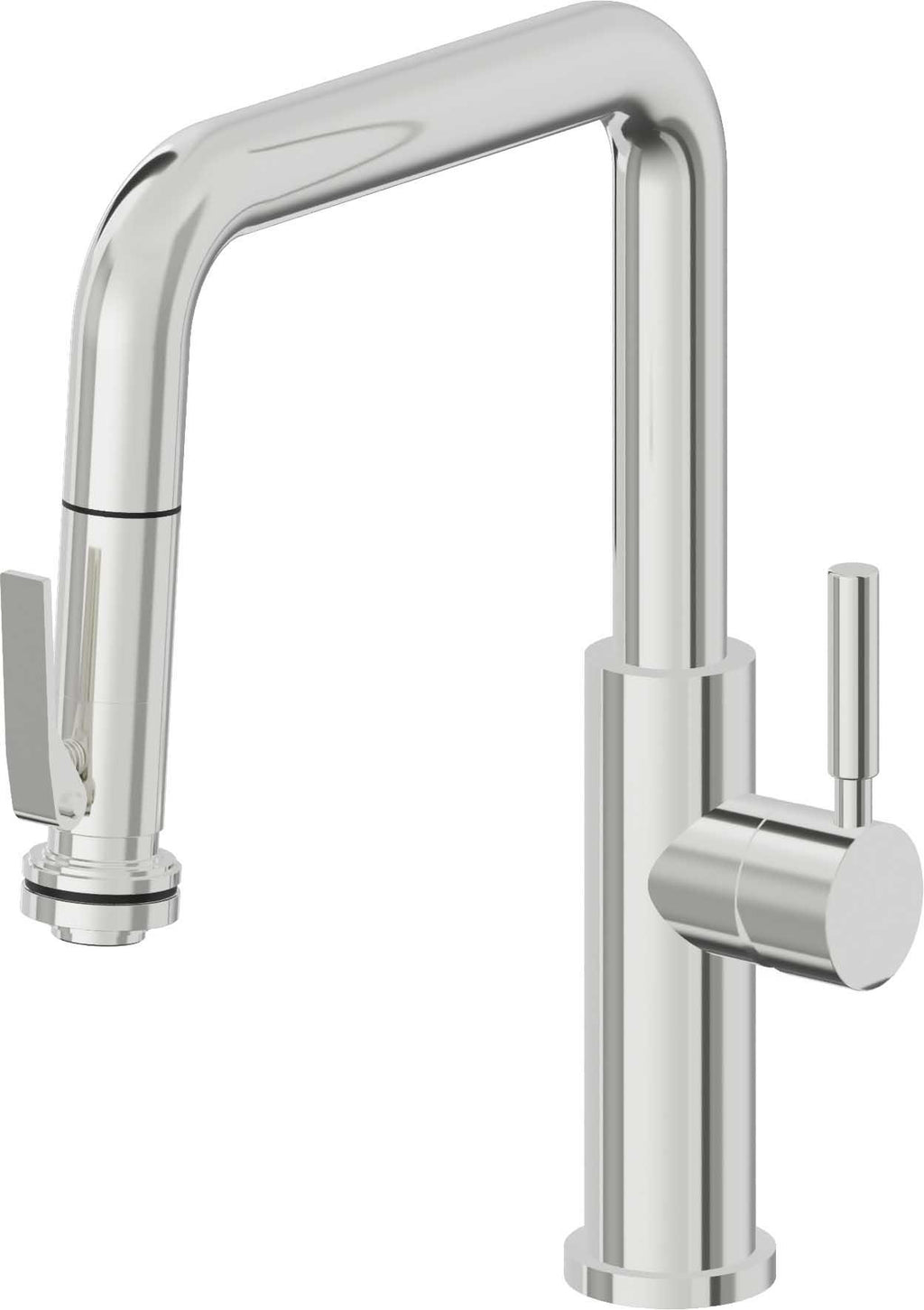 California Faucets Corsano Llave de Cocina Extraible Contemporanea con Rociador de Apretar - Pico Cuadruple - Cromo Pulido