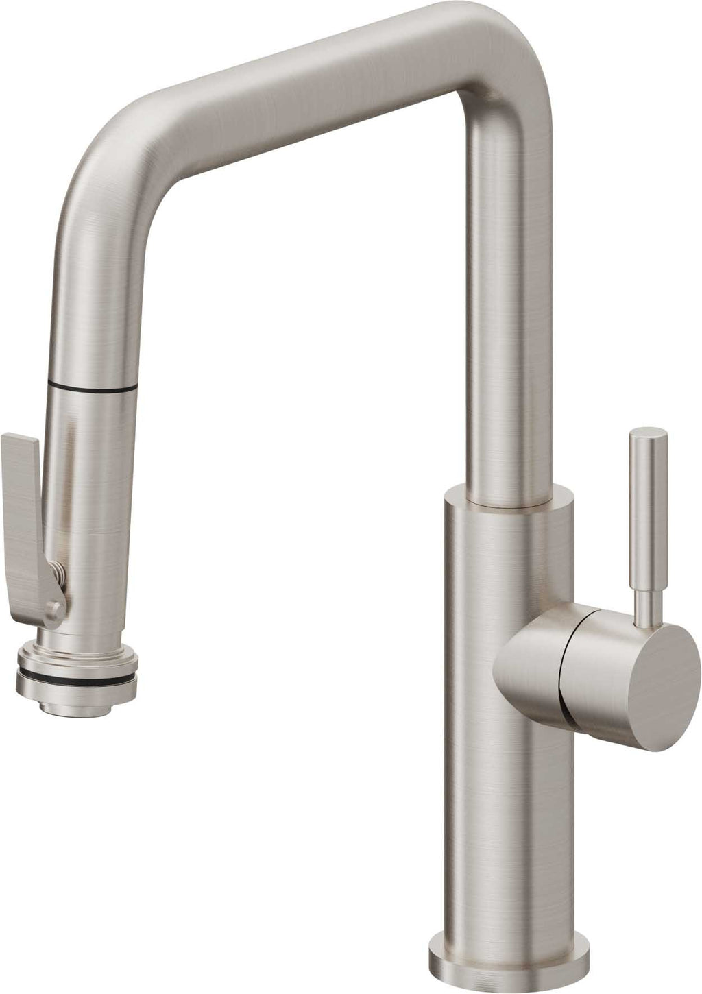 California Faucets Corsano Llave de Cocina Extraible Contemporanea con Rociador de Apretar - Pico Cuadruple - Acero Inoxidable Ultra