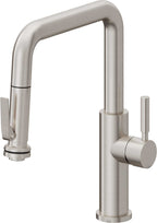 California Faucets Corsano Llave de Cocina Extraible Contemporanea con Rociador de Apretar - Pico Cuadruple - Acero Inoxidable Ultra