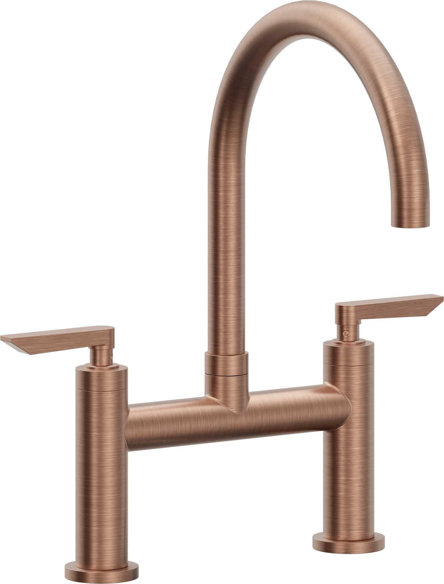 California Faucets Corsano Llave de Cocina Tipo Puente Contemporanea - Pico en Arco - Cobre Antiguo Mate