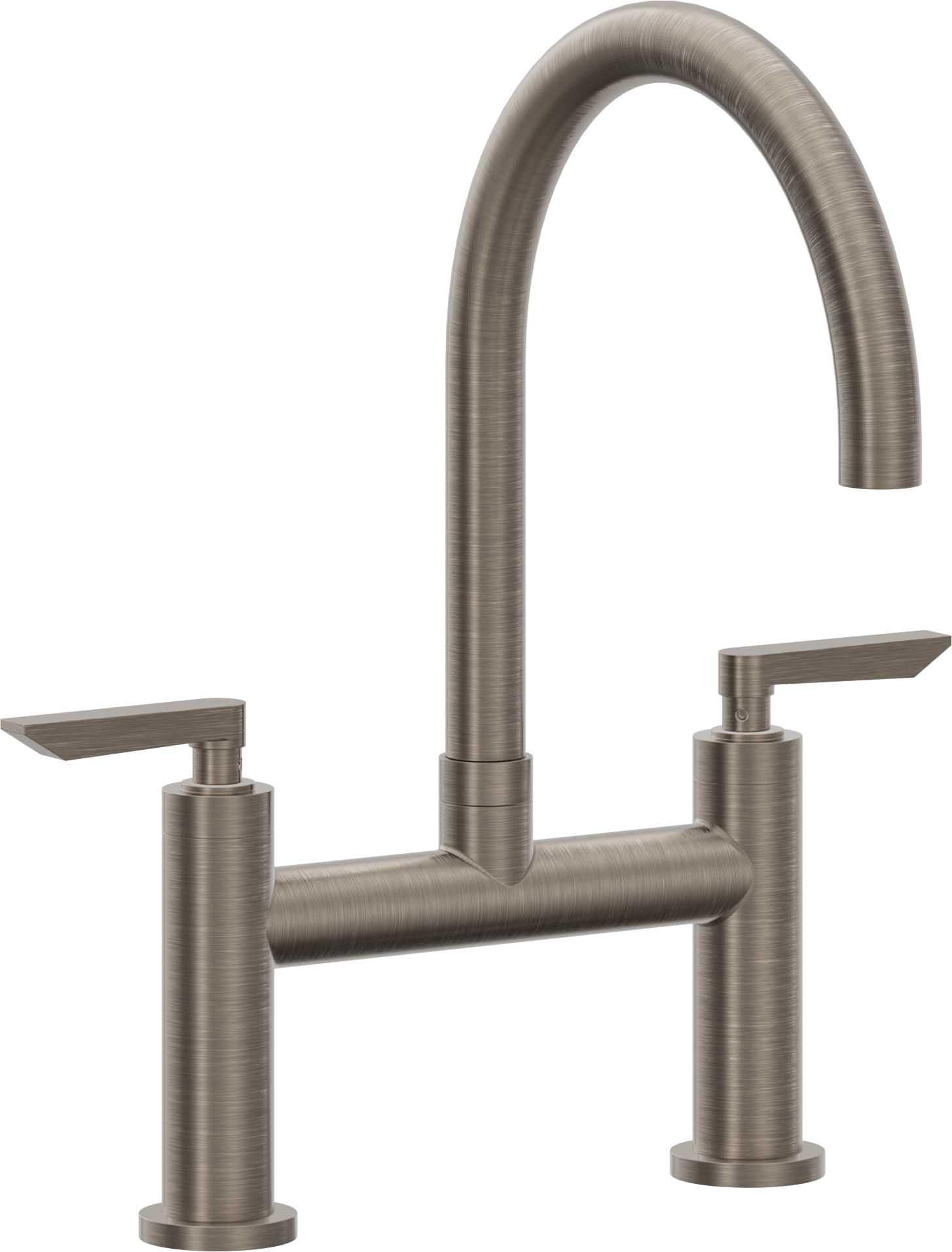 California Faucets Corsano Llave de Cocina Tipo Puente Contemporanea - Pico en Arco - Níquel Antiguo Mate