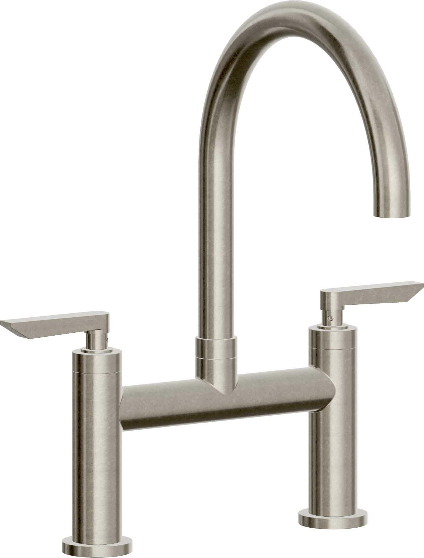 California Faucets Corsano Llave de Cocina Tipo Puente Contemporanea - Pico en Arco - Níquel Bruñido