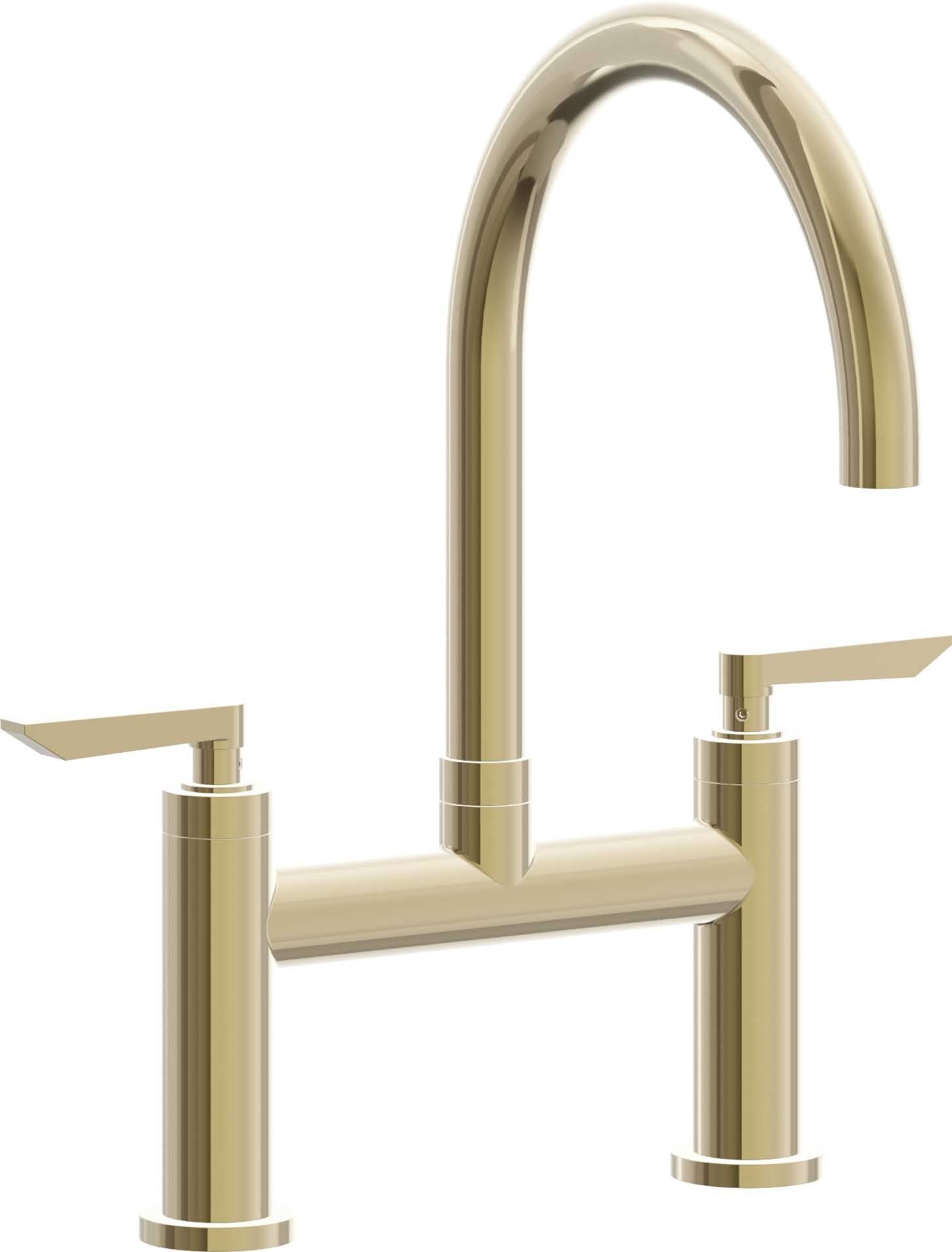 California Faucets Corsano Llave de Cocina Tipo Puente Contemporanea - Pico en Arco - Latón Pulido