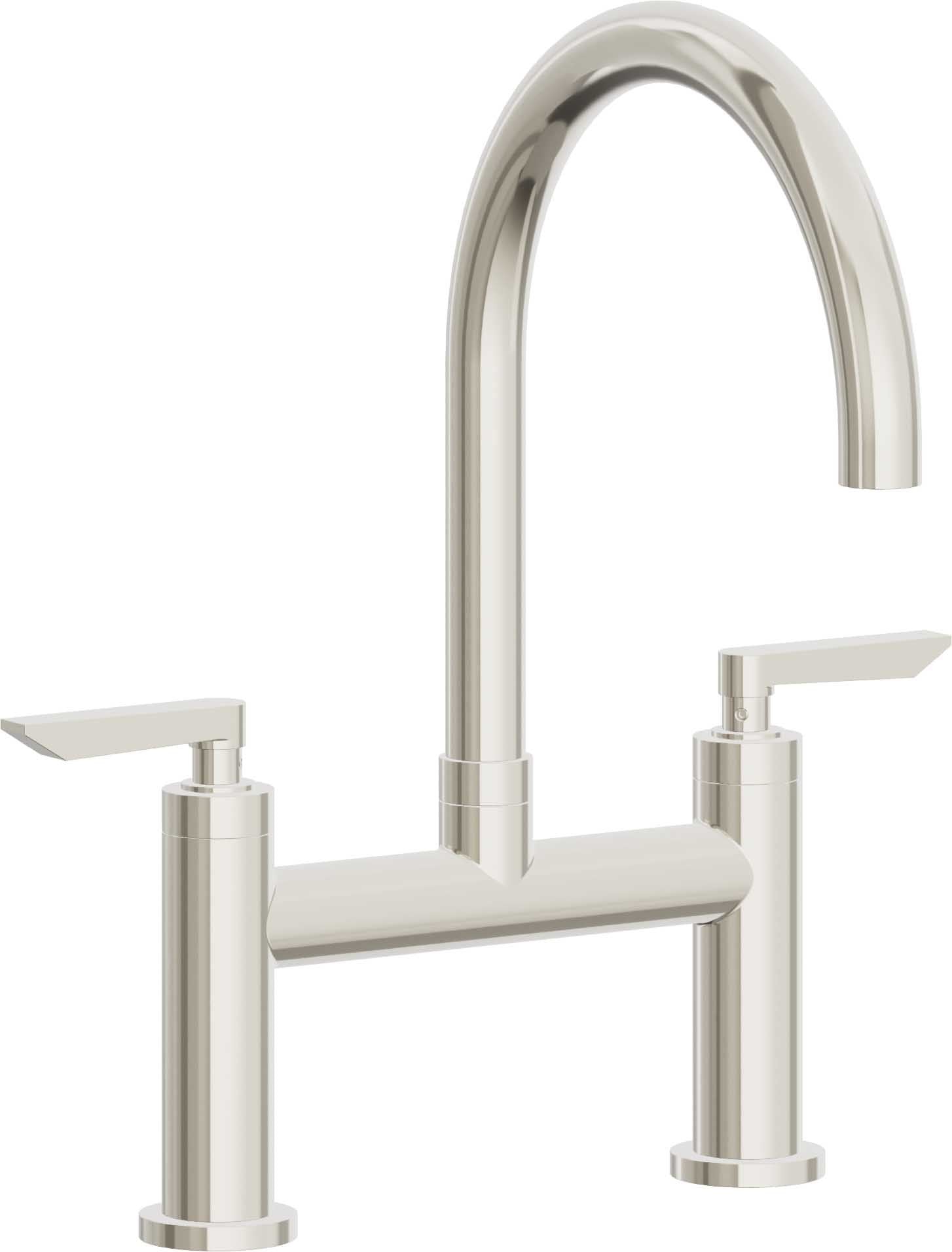 California Faucets Corsano Llave de Cocina Tipo Puente Contemporanea - Pico en Arco - Níquel Pulido