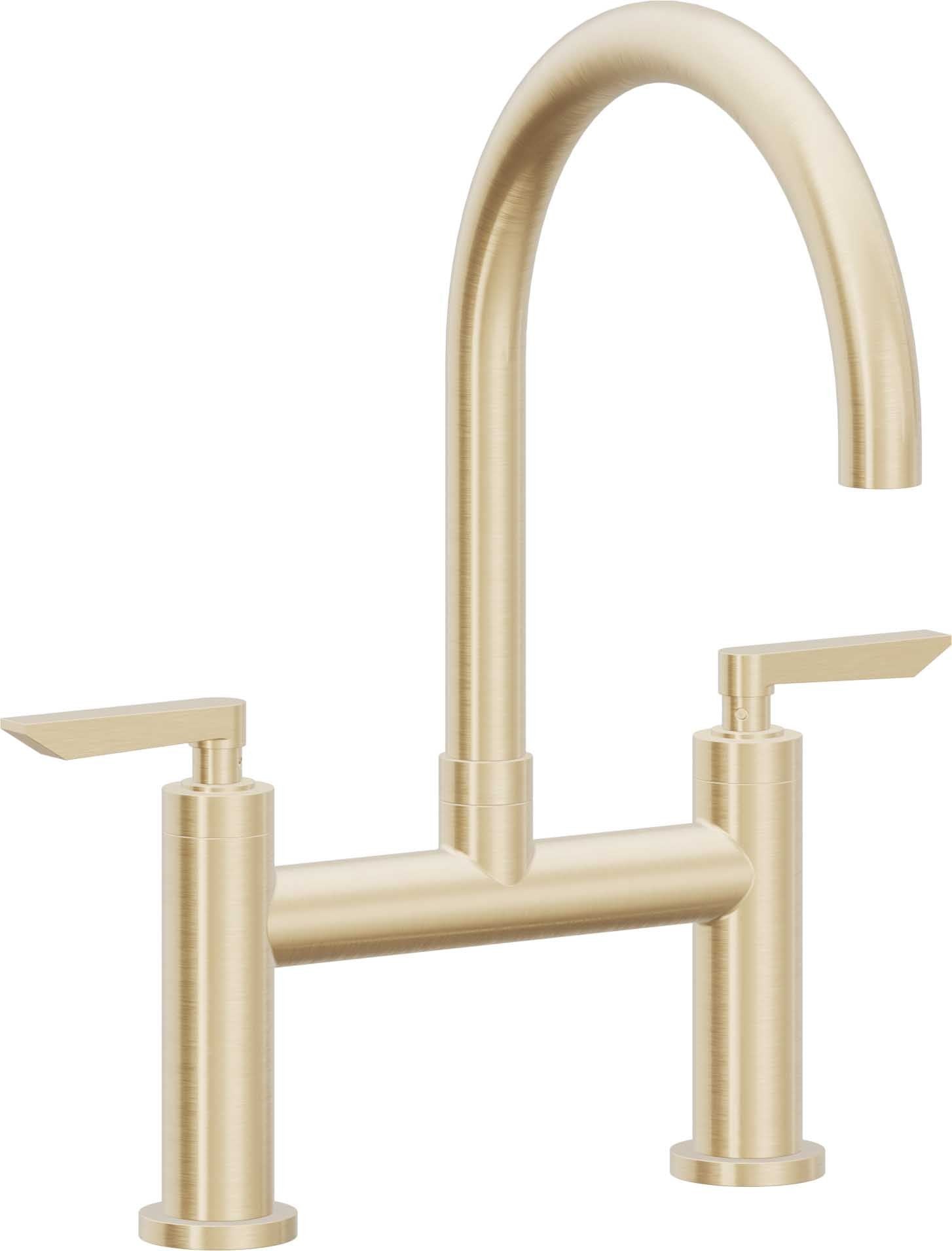 California Faucets Corsano Llave de Cocina Tipo Puente Contemporanea - Pico en Arco - Latón Satinado