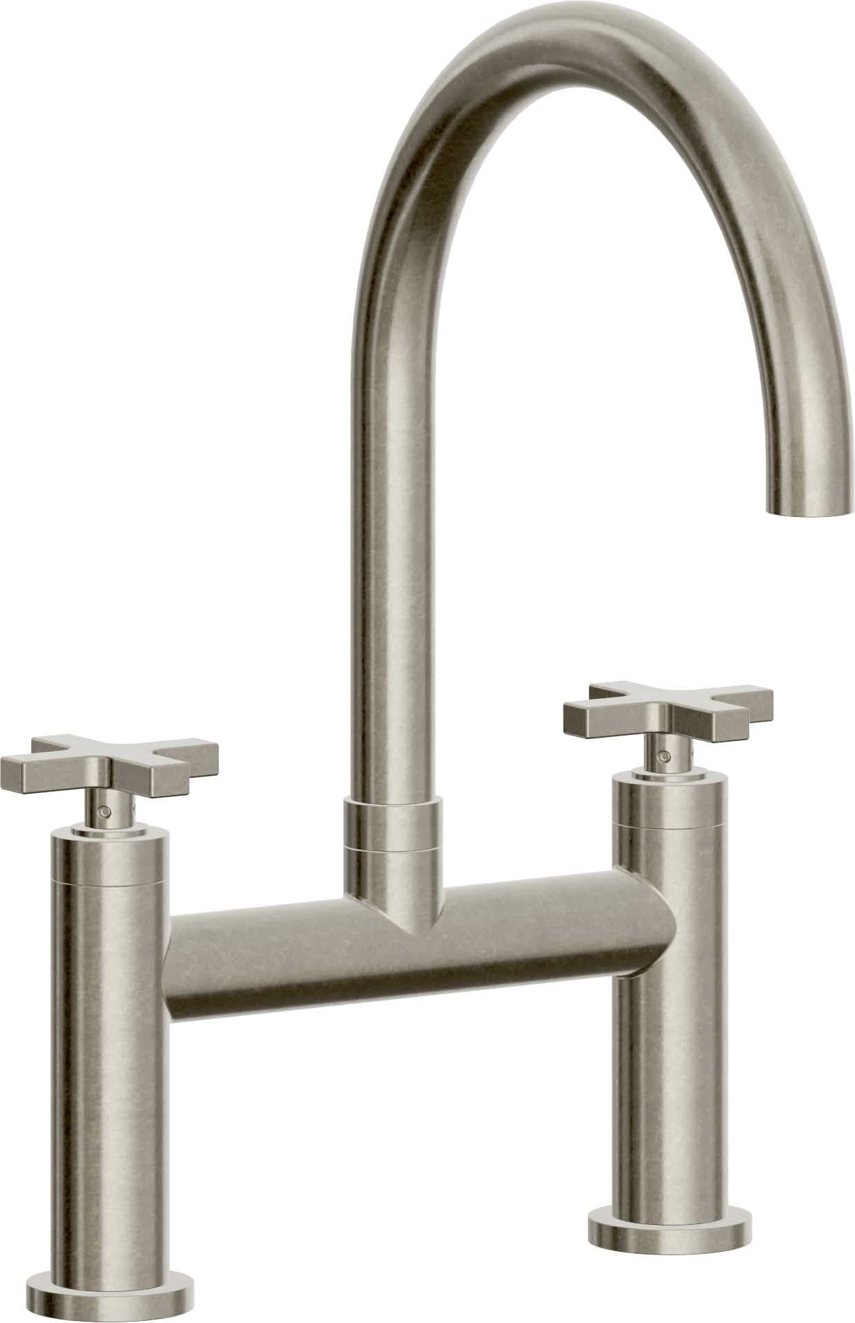 California Faucets Corsano Llave de Cocina Tipo Puente Contemporanea - Pico en Arco - Níquel Bruñido