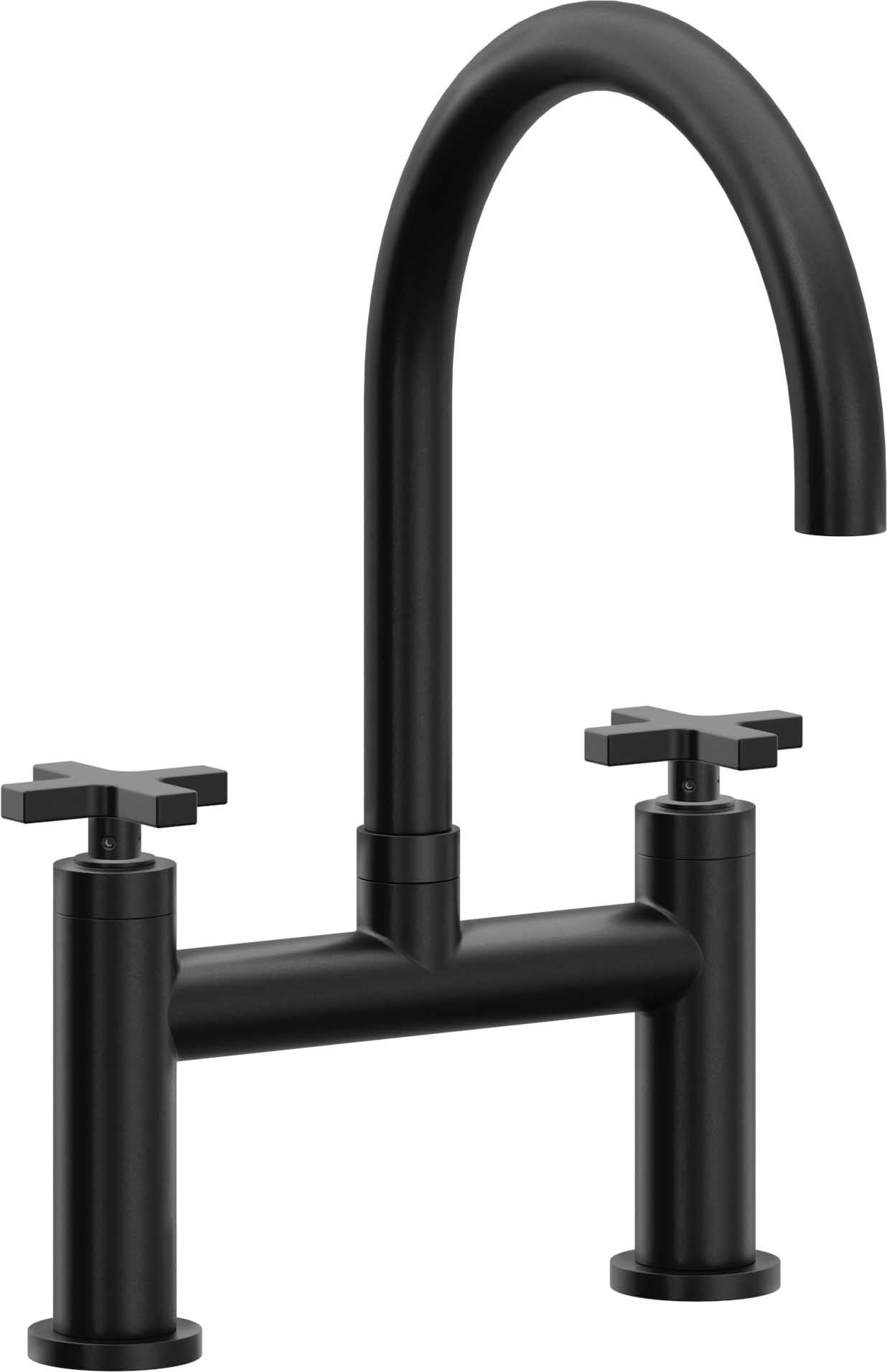 California Faucets Corsano Llave de Cocina Tipo Puente Contemporanea - Pico en Arco - Negro Mate