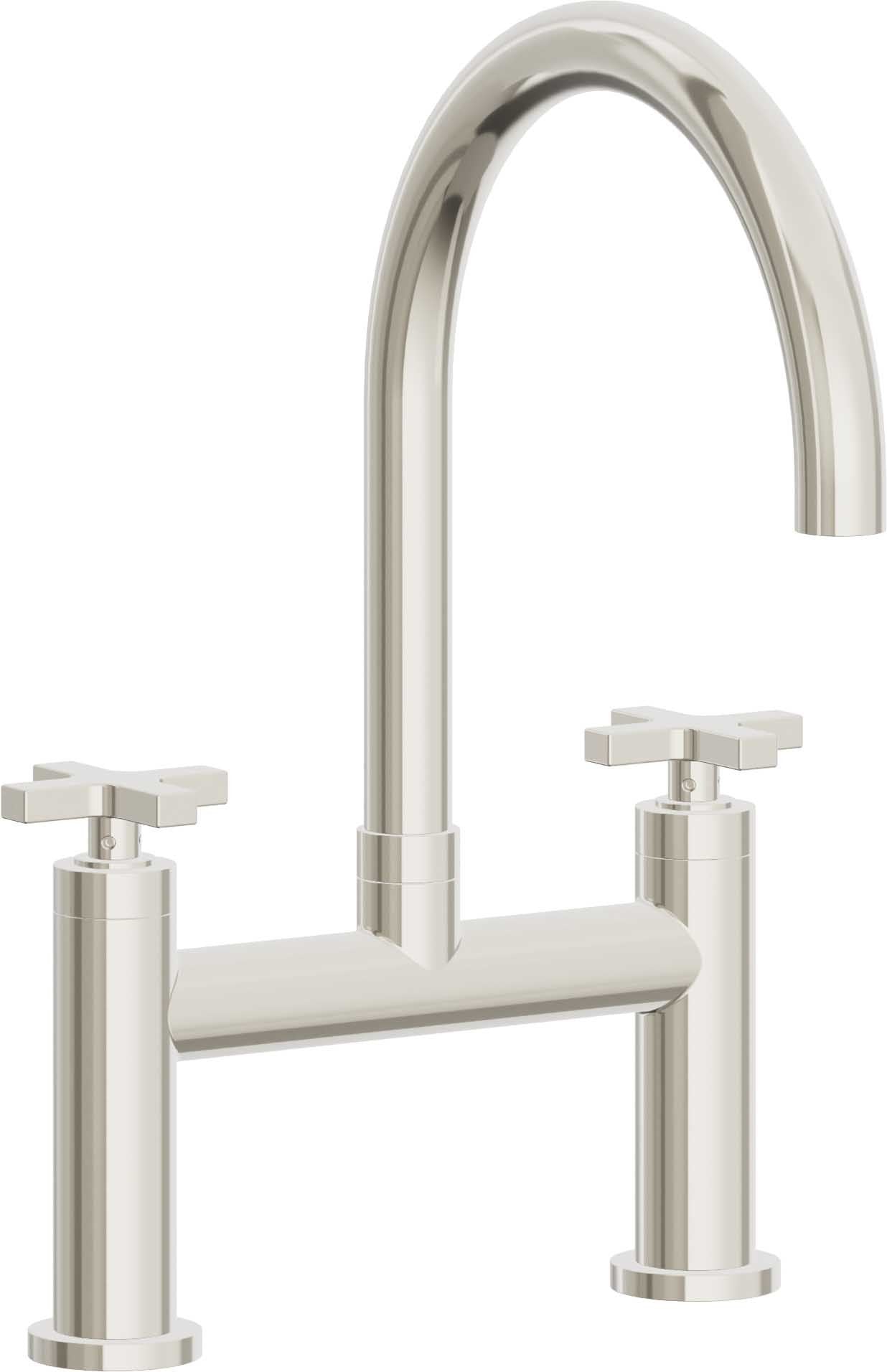 California Faucets Corsano Llave de Cocina Tipo Puente Contemporanea - Pico en Arco - Níquel Pulido