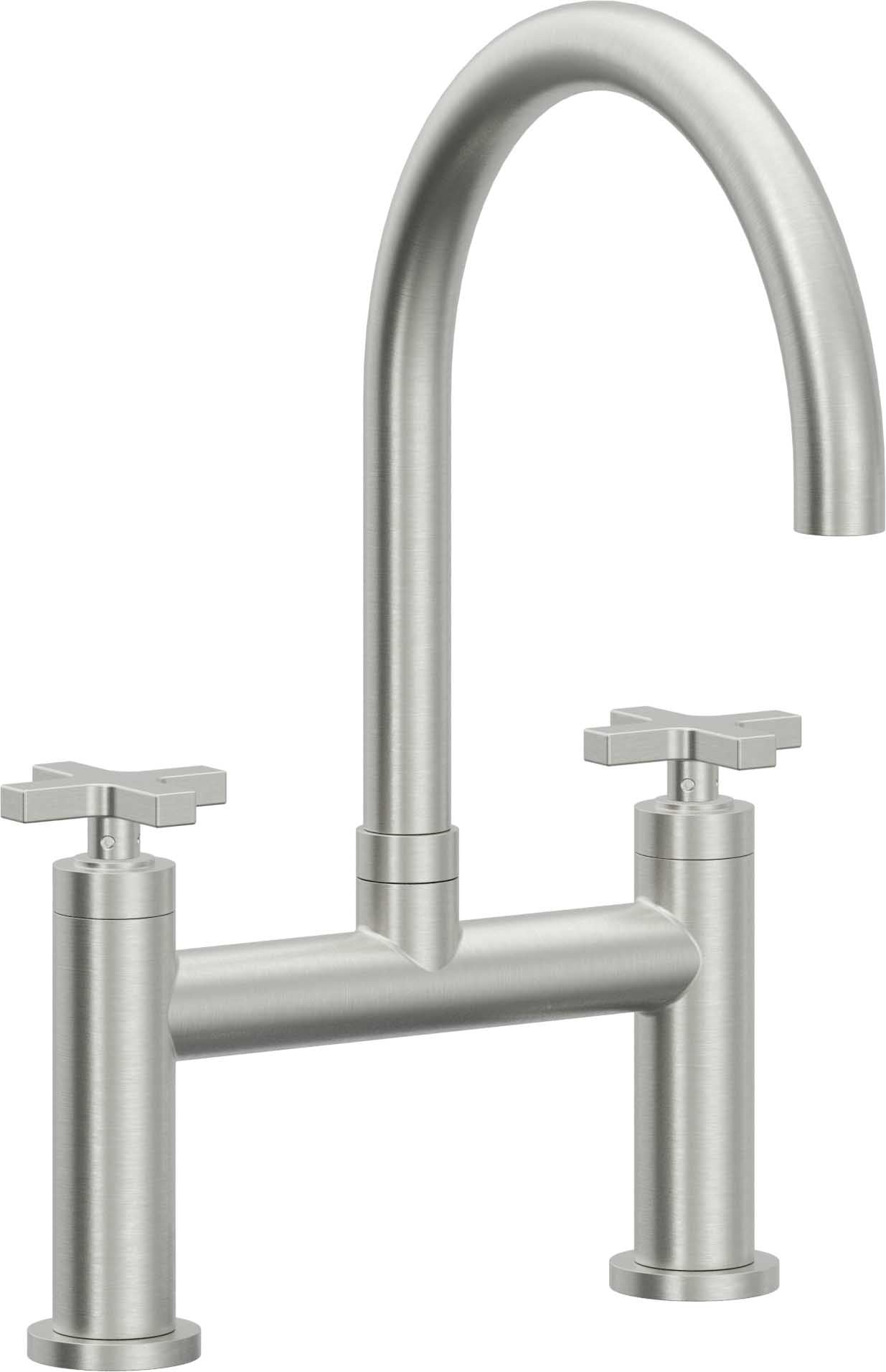 California Faucets Corsano Llave de Cocina Tipo Puente Contemporanea - Pico en Arco - Cromo Satinado